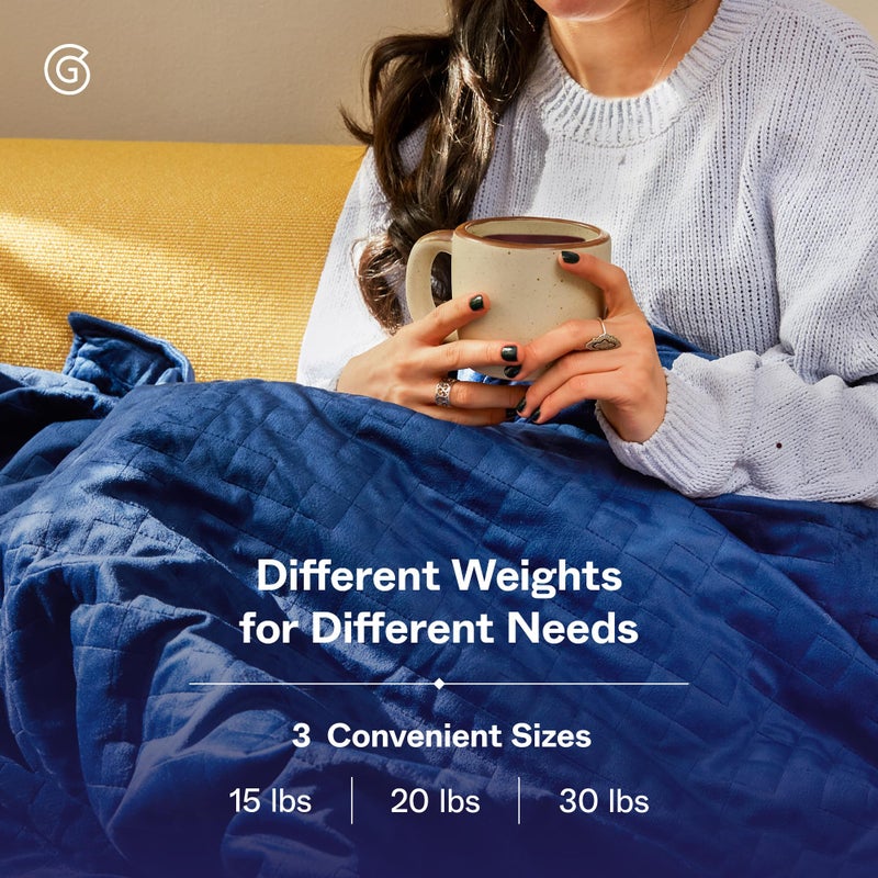 Gravity Weighted Blankets for Adults, 20lbs Navy (48" x 72", Twin/Single) - Heavy Comfort Cotton Blanket with Glass Beads - Utra-Soft Premium Breathable Microfiber Duvet Cover - Machine Washable - Image 5